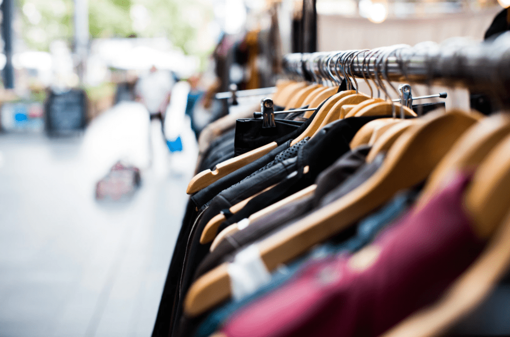 clothes in a retail store