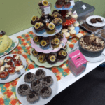 table of cakes for charity event