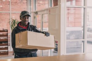 Crown Couriers delivering parcel