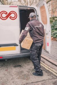 Crown Couriers delivering parcel
